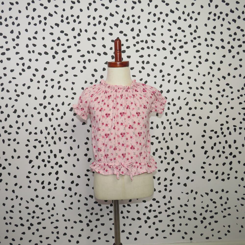 Forever Me Pink Floral Print Short Sleeve Girls Top